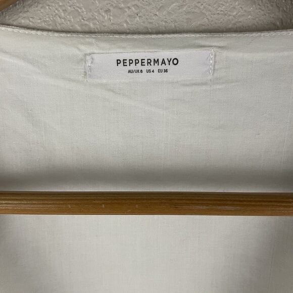 Peppermayo Womens 4 Ivory Linen Blend Tina Vest Top Tie Front - Picture 4 of 6